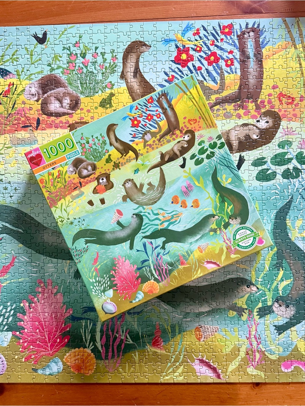 Eeboo - Otters 1000-Piece Jigsaw Puzzle - Colorful Sea Life Scene